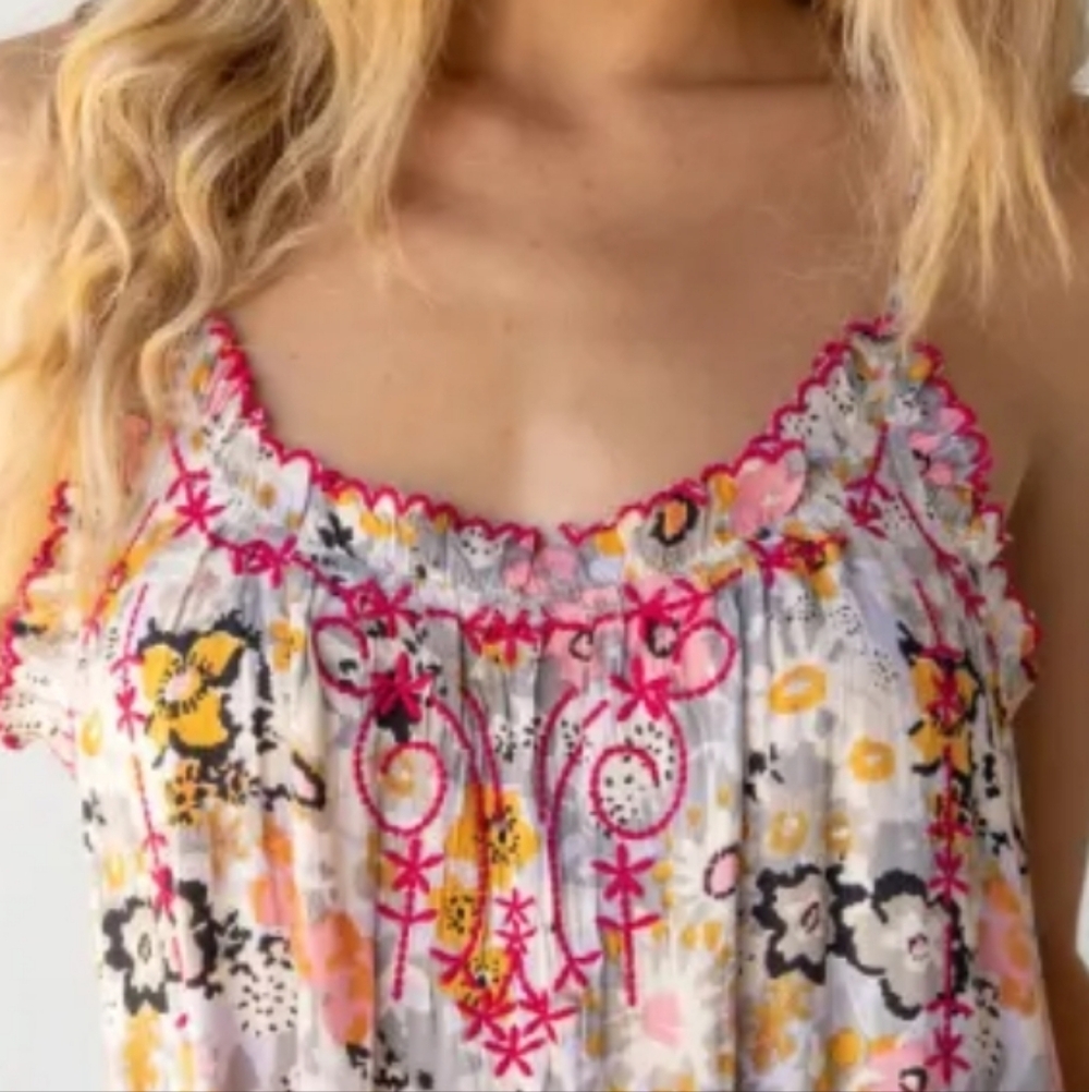 Natural Life Floral Embroidered Harley Sundress Bohemian Hippie Femenine SzXS/S - Picture 3 of 16
